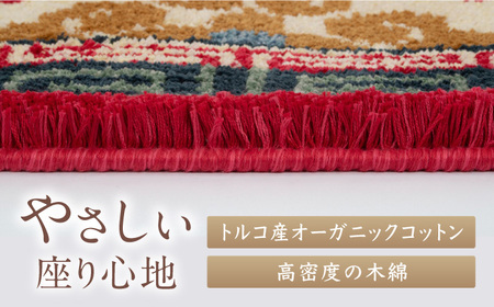 【手織】唐草花文縁二重雷文（淡灰地） 約95×191cm / 伝統工芸品 / 株式会社鍋島緞通吉島家 [41AAAM020]