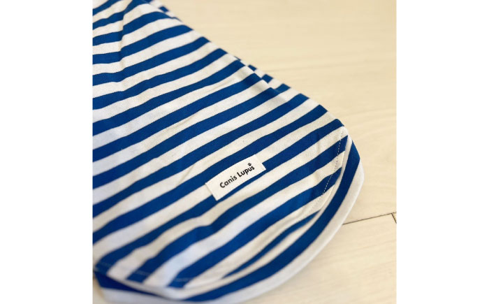 ボーダーパーカー ホワイト×ブルー（ワンちゃん用） （SS/S/MM/Mサイズ） / ペット用品 / 佐賀県 / Canis Lupus [41AAAN014]