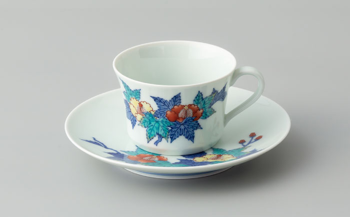 【有田焼】重要無形文化財 葵絵 碗皿  / 佐賀県 / 今右衛門焼佐賀店有銘堂 [41AAAY011]