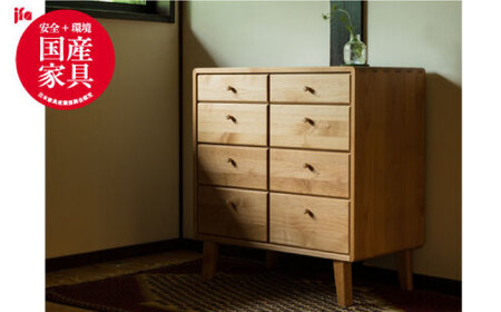 【開梱・設置付】【色が選べる】kumukumu80-4段リビングチェスト（クリア色/WN色） / 家具 / 佐賀県 / 株式会社門田木工 [41AAAZ001]