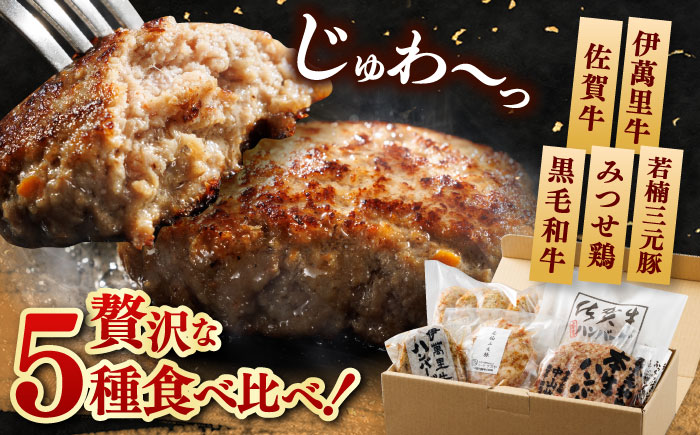 【佐賀県事業者またぎ】佐賀県内ハンバーグ食べ比べ / 佐賀牛 みつせ鶏 加工肉 / 佐賀県 / 東京竹八株式会社 [41AADH025]