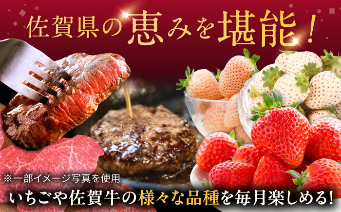 【2026年発送分 先行予約】【全6回定期便】佐賀県の生産者を応援！いちごと佐賀牛定期便 / ステーキ ハンバーグ / 佐賀県ふるさと納税 [41AAZZ007]