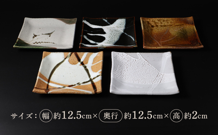 【唐津焼】正方形陶板5客セット / 佐賀県 / 大杉皿屋窯 [41ABAC014]