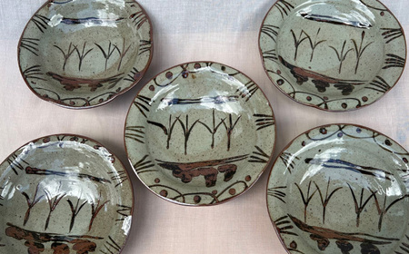 【唐津焼】絵唐津水辺文向付 5客組 / 佐賀県 / 太兵衛窯 [41ADBR015]