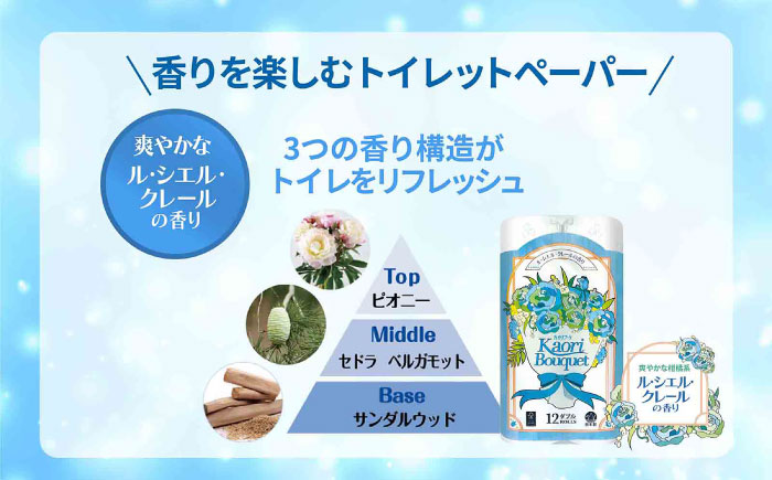 ダブル ブルー トイレットペーパー カオリブーケ 96ロール（12ロール×8パック入） / ダブル / 佐賀県 / コトブキ製紙株式会社 [41AHAA004]