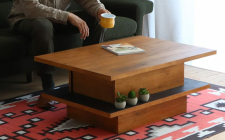 【開梱・設置付】アダムロ リフトアップテーブル（ライトブラウン） / 家具 / 佐賀県 / 株式会社東馬 [41AJCE021]