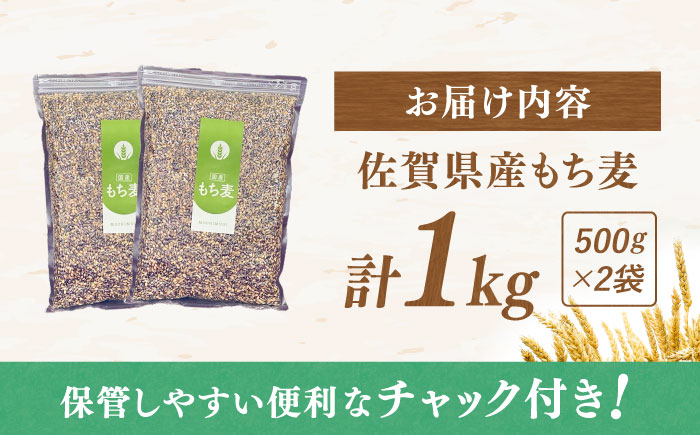 佐賀県産 もち麦 計1kg（500g×2袋） / 佐賀県 / 一般社団法人龍乃 [41ANAC106]