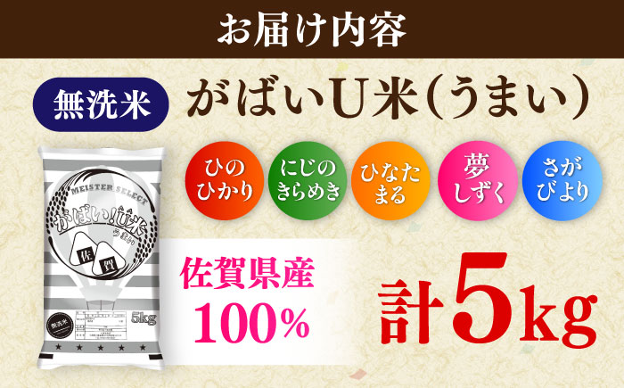 がばいＵ米（うまい）無洗米 5kg / 無洗 国産 九州 / 佐賀県 / 大塚米穀店 [41ANAD003]
