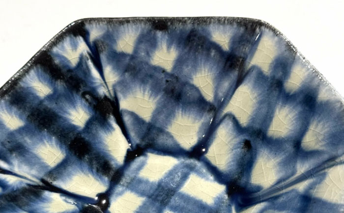 【有田焼】チェックブルー六角豆鉢2点セット 喜鶴製陶所 24to3 / 食器 / 佐賀県 / 株式会社西富陶磁器 [41APCJ011]