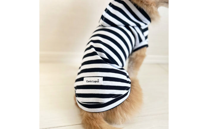 ボーダーパーカー ホワイト×ブラック（ワンちゃん用）（SS/S/MM/Mサイズ） / ペット用品 / 佐賀県 / Canis Lupus [41AAAN013]