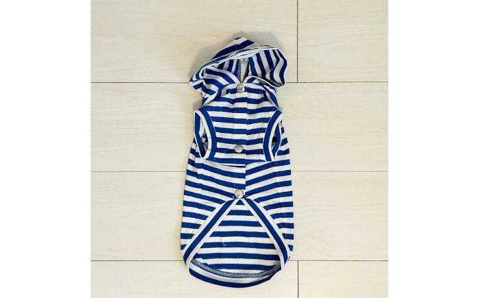 ボーダーパーカー ホワイト×ブルー（ワンちゃん用） （SS/S/MM/Mサイズ） / ペット用品 / 佐賀県 / Canis Lupus [41AAAN014]