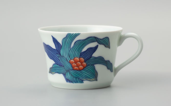 【有田焼】重要無形文化財 万年青絵 碗皿  / 佐賀県 / 今右衛門焼佐賀店有銘堂 [41AAAY010]