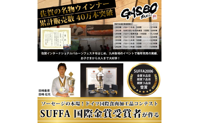 GASBO（ガスボー）計20本（100g×2本入り×10P） / ウインナー 加工肉 / 佐賀県 / 旬菜舎さと山 [41AABM036]