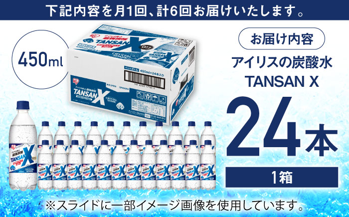 【全6回定期便】アイリス史上最強炭酸！TANSAN X 炭酸水 450ml×24本×6回 / 大容量 / 佐賀県 / アイリスオーヤマ株式会社 [41ACAA114]
