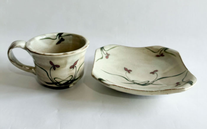 【唐津焼】唐津釉裏紅コーヒー碗皿 / 佐賀県 / 太兵衛窯 [41ADBR050]