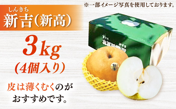 【2026年発送分 先行予約】【化粧箱入り】新吉（新高）4個入（約3kg） / 梨 / 佐賀県 / 大川三世代 [41AEAB009]