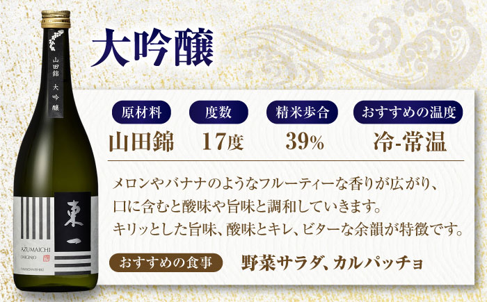 【ANA限定】東一 厳選飲み比べセット（東一 大吟醸・純米大吟醸・純米吟醸）720ml×3本 / 日本酒 / 佐賀県 / 有限会社嬉野酒店 [41AIAA026]