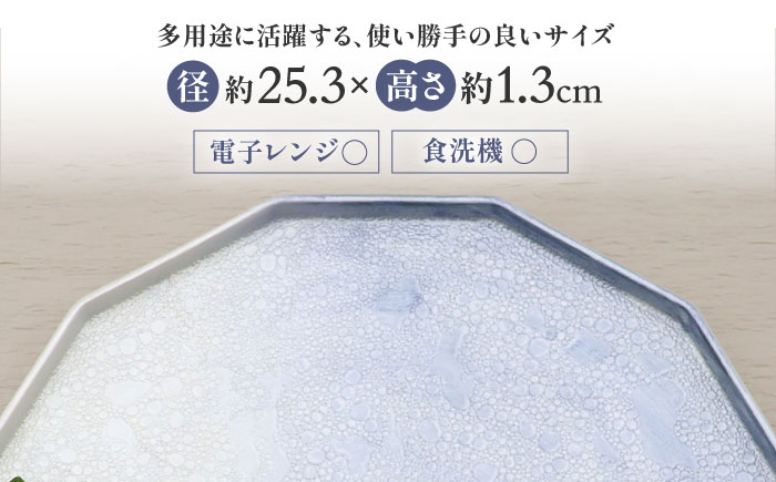 【有田焼】泡化粧12角プレート（雲母銀青） / 佐賀県 / 株式会社深海三龍堂 [41APAD042]