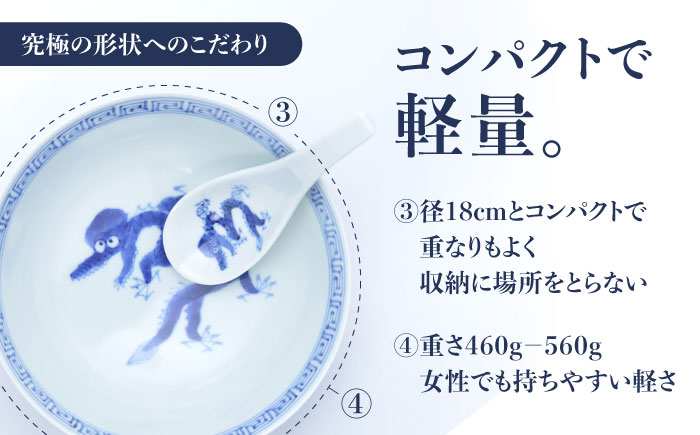 【ロマ佐賀】【有田焼】究極のラーメン鉢レンゲセット 呉須巻龍文 / 食器 / 佐賀県 / 株式会社まるぶん [41APCD020]