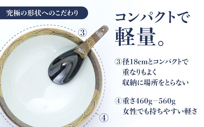 【ロマ佐賀】【有田焼】究極のラーメン鉢レンゲセット 蒔絵おしどり / 食器 / 佐賀県 / 株式会社まるぶん [41APCD033]