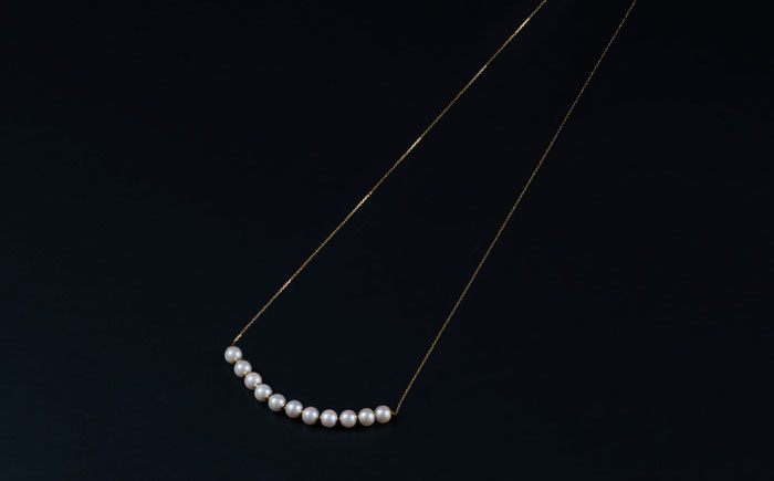 【選べる】8.0-8.5mm アコヤ真珠ロングステーションネックレス（ イエローゴールドorプラチナ ） / アクセサリー / 佐賀県 [41AAAA016]