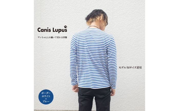 ボーダーロングTシャツ ホワイト×ブルー （S-XL）/ 服 / 佐賀県 / Canis Lupus [41AAAN012]