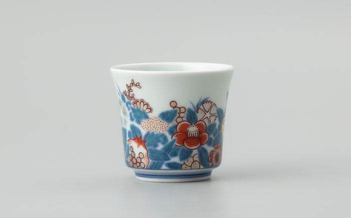 【有田焼】人間国宝十四代目今泉今右衛門作 色絵墨色・藍色墨はじき四季花文酒器セット / 佐賀県 / 今右衛門焼佐賀店有銘堂 [41AAAY003]