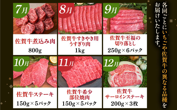 【2026年発送分 先行予約】【全12回定期便】佐賀県の生産者を応援！いちごと佐賀牛を楽しむ定期便 / ステーキ ハンバーグ 切り落とし / 佐賀県ふるさと納税 [41AAZZ008]
