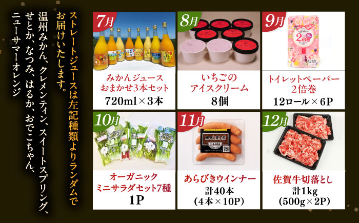 【2026年発送分 先行予約】【全12回定期便】佐賀県の事業者を応援！佐賀県プレミアム定期便 / たまご 米 いちご 海鮮 肉 トイレットペーパー / 佐賀県ふるさと納税 [41AAZZ016]