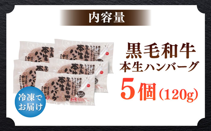 国産黒毛和牛本生ハンバーグ 計600g（120g×5個）/ 簡単調理 加工肉 / 佐賀県 / 株式会社中山牧場 [41AOCW004]