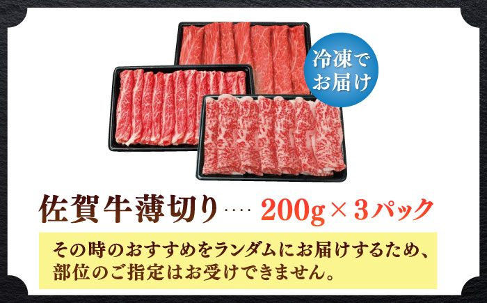 佐賀牛薄切り 計600g（200g×3パック） / 牛肉 / 佐賀県 / 株式会社中山牧場 [41AOCW011]