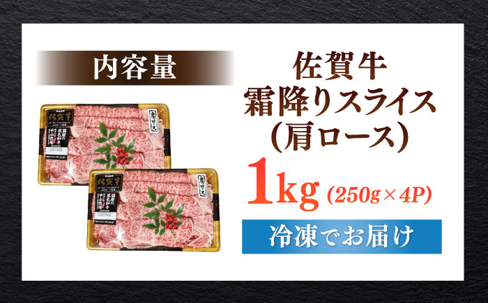 佐賀牛霜降りスライス（肩ロース）計1kg（250g×4パック） / 牛肉 / 佐賀県 / 株式会社中山牧場 [41AOCW017]