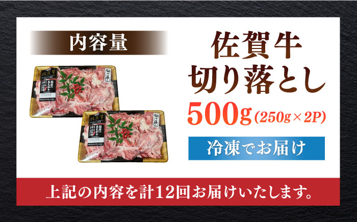 【全12回定期便】佐賀牛切り落とし 計6kg（500g×12回）/ 牛肉 / 佐賀県 / 株式会社中山牧場 [41AOCW022]