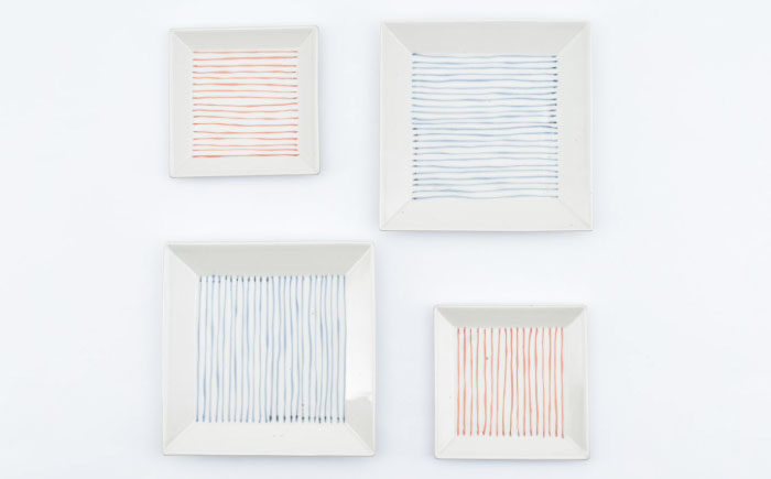 【ロマ佐賀】【有田焼】連子正角皿4点セット / 食器 / 佐賀県 / 株式会社まるぶん [41APCD061]