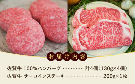 【ロマ佐賀】佐賀牛100％ハンバーグ4個とサーロインステーキ200g / 牛肉 / 佐賀県 / 有限会社佐賀セントラル牧場 [41ASAA093]