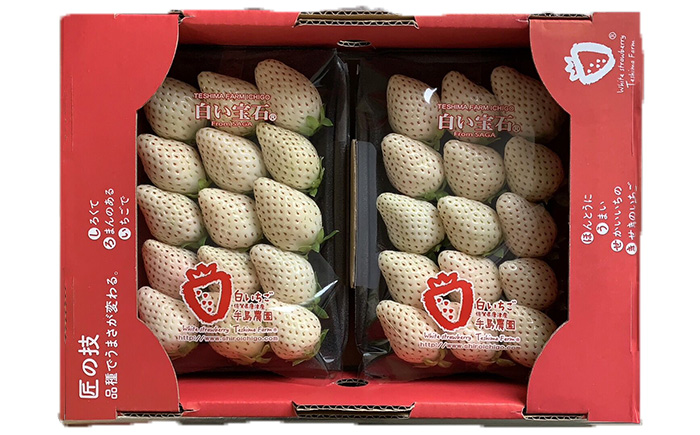 白い宝石（平パック）約430g（約215g×2パック） / いちご / 佐賀県 / 手島農園 [41ABAB006]