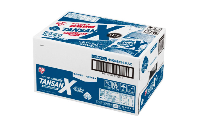 【全6回定期便】アイリス史上最強炭酸！TANSAN X 炭酸水 450ml×24本×6回 / 大容量 / 佐賀県 / アイリスオーヤマ株式会社 [41ACAA114]