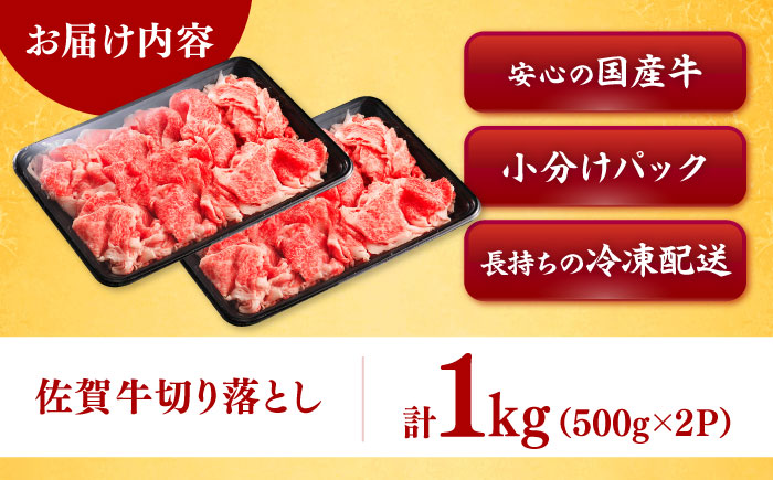 佐賀牛切り落とし 計1kg（500g×2P） / 牛肉 / 佐賀県 / ヤマサン食品 [41ADAA002]