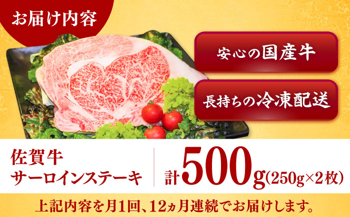 【全12回定期便】佐賀牛サーロインステーキ 計6kg（250g×2枚×12回） / 牛肉 / 佐賀県 / ヤマサン食品 [41ADAA010]