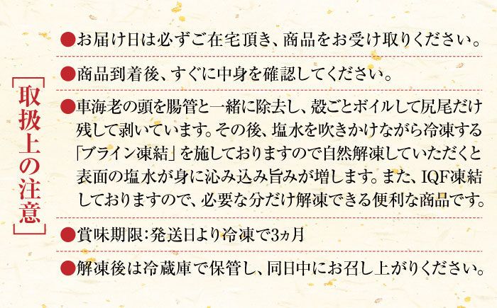 【数量限定】伊万里産 車海老のボイル（尾付きムキえび） 計500g（250g×2袋） / 佐賀県 / 株式会社拓水 伊万里クルマエビセンター [41AEAJ005]