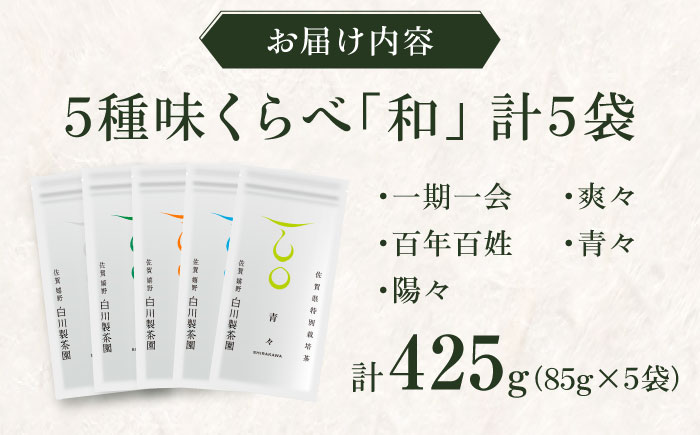 【ロマ佐賀】5種味くらべセット「和」 計5袋 / お茶 / 佐賀県 / 白川製茶園 [41AIAB002]
