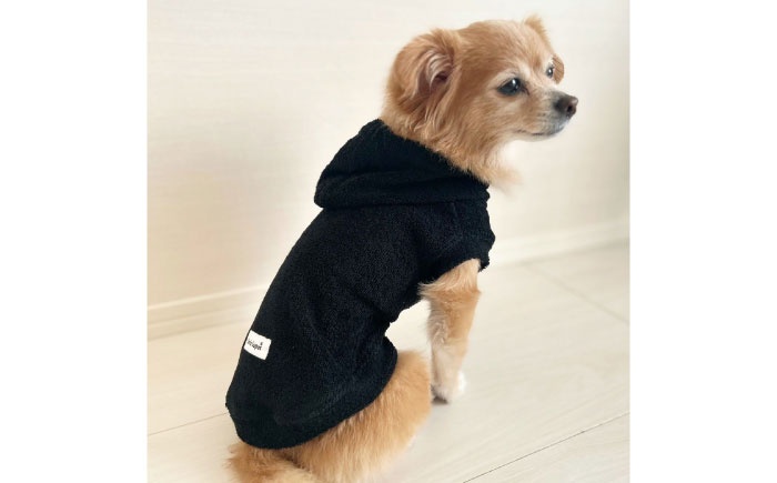 タオル地パーカー ブラック（ワンちゃん用）（SS/S/MM/Mサイズ） / ペット用品 / 佐賀県 / Canis Lupus [41AAAN008]