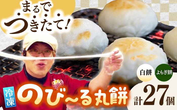 佐賀県産もち米100%自慢の杵つき丸白餅15個＆粒あん入よもぎ餅12個セット（冷凍）  / 佐賀県 / 旬菜舎さと山 [41AABM030]