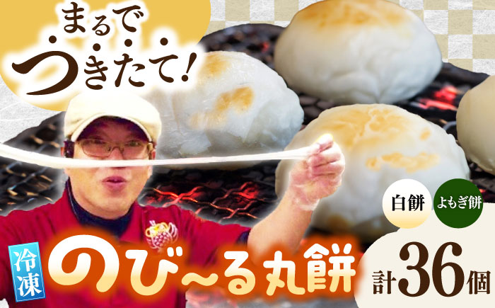 佐賀県産もち米100%自慢の杵つき丸白餅20個＆粒あん入よもぎ餅16個セット（冷凍）  / 佐賀県 / 旬菜舎さと山 [41AABM031]