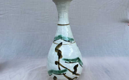 【唐津焼】二彩唐津松文花瓶 / 佐賀県 / 太兵衛窯 [41ADBR026]