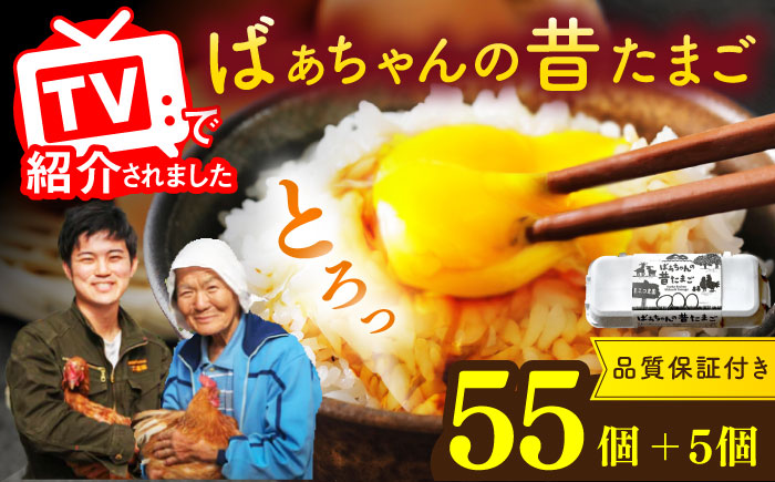 ばあちゃんの昔たまご 55個+5個（品質補償付き） / 卵 / 佐賀県 / 素ヱコ農園 [41AEAA003]