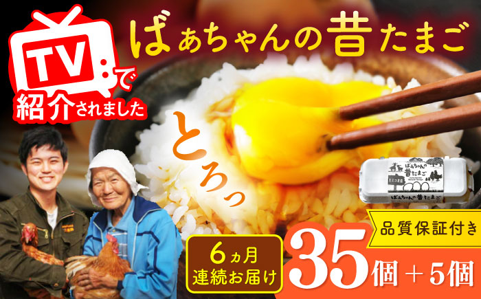 【全6回定期便】ばあちゃんの昔たまご 計240個（35個+5個×6回（品質補償付き）） / 卵 / 佐賀県 / 素ヱコ農園 [41AEAA008]