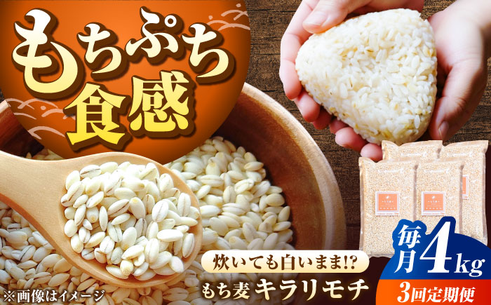 【全3回定期便】もち麦 キラリモチ 4kg（1kg×4袋）/ 雑穀 雑穀米 / 佐賀県 / 大塚米穀店 [41ANAD009]