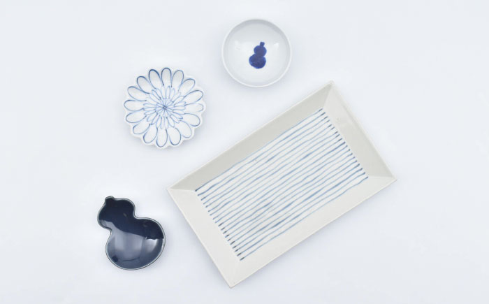 【ロマ佐賀】【有田焼】連子 長角皿＆小物セット 青シリーズ / 食器 / 佐賀県 / 株式会社まるぶん [41APCD060]