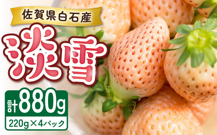 【2026年発送分 先行予約】淡いピンクの白いちご「淡雪」220g×4パック / フルーツ / 佐賀県 / 岸川農園 [41ASAG013]